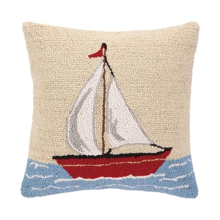 Peking Handicraft Peking Handicraft 30SJM6266C16SQ 16 x 16 in. Sailboat Hook Pillow with Polyfill 30SJM6266C16SQ